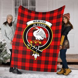 Scottish Wemyss Modern Clan Tartan Blanket with Family Crest Tartan Plaid Sherpa Blanket Scottish Plaid Tartan Plaid - ScotsTee - scotstee.com