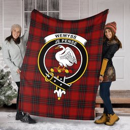 Scottish Wemyss Clan Tartan Blanket with Family Crest Tartan Plaid Sherpa Blanket Scottish Plaid Tartan Plaid - ScotsTee - scotstee.com
