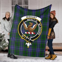 Scottish Wishart Hunting Clan Tartan Blanket with Family Crest Tartan Plaid Sherpa Blanket Scottish Plaid Tartan Plaid - ScotsTee - scotstee.com