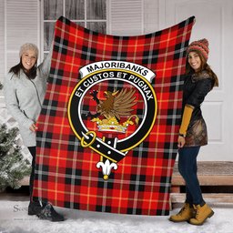 Scottish Majoribanks Clan Tartan Blanket with Family Crest Tartan Plaid Sherpa Blanket Scottish Plaid Tartan Plaid - ScotsTee - scotstee.com