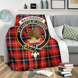 Scottish Majoribanks Clan Tartan Blanket with Family Crest Tartan Plaid Sherpa Blanket Scottish Plaid Tartan Plaid - ScotsTee - scotstee.com