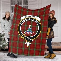 Scottish Morrison Clan Tartan Blanket with Family Crest Tartan Plaid Sherpa Blanket Scottish Plaid Tartan Plaid - ScotsTee - scotstee.com