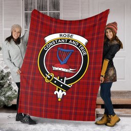 Scottish Rose of Kilravock Clan Tartan Blanket with Family Crest Tartan Plaid Sherpa Blanket Scottish Plaid Tartan Plaid - ScotsTee - scotstee.com