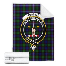 Scottish Russell Modern Clan Tartan Blanket with Family Crest Tartan Plaid Sherpa Blanket Scottish Plaid Tartan Plaid - ScotsTee - scotstee.com