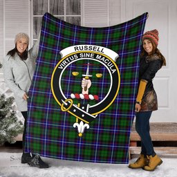 Scottish Russell Modern Clan Tartan Blanket with Family Crest Tartan Plaid Sherpa Blanket Scottish Plaid Tartan Plaid - ScotsTee - scotstee.com