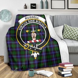 Scottish Russell Modern Clan Tartan Blanket with Family Crest Tartan Plaid Sherpa Blanket Scottish Plaid Tartan Plaid - ScotsTee - scotstee.com