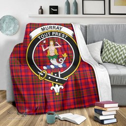 Scottish Murray of Tulloch Modern Clan Tartan Blanket with Family Crest Tartan Plaid Sherpa Blanket Scottish Plaid Tartan Plaid - ScotsTee - scotstee.com