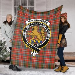 Scottish MacPherson Weathered Clan Tartan Blanket with Family Crest Tartan Plaid Sherpa Blanket Scottish Plaid Tartan Plaid - ScotsTee - scotstee.com