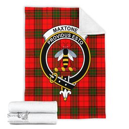 Scottish Maxtone Clan Tartan Blanket with Family Crest Tartan Plaid Sherpa Blanket Scottish Plaid Tartan Plaid - ScotsTee - scotstee.com