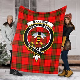 Scottish Maxtone Clan Tartan Blanket with Family Crest Tartan Plaid Sherpa Blanket Scottish Plaid Tartan Plaid - ScotsTee - scotstee.com