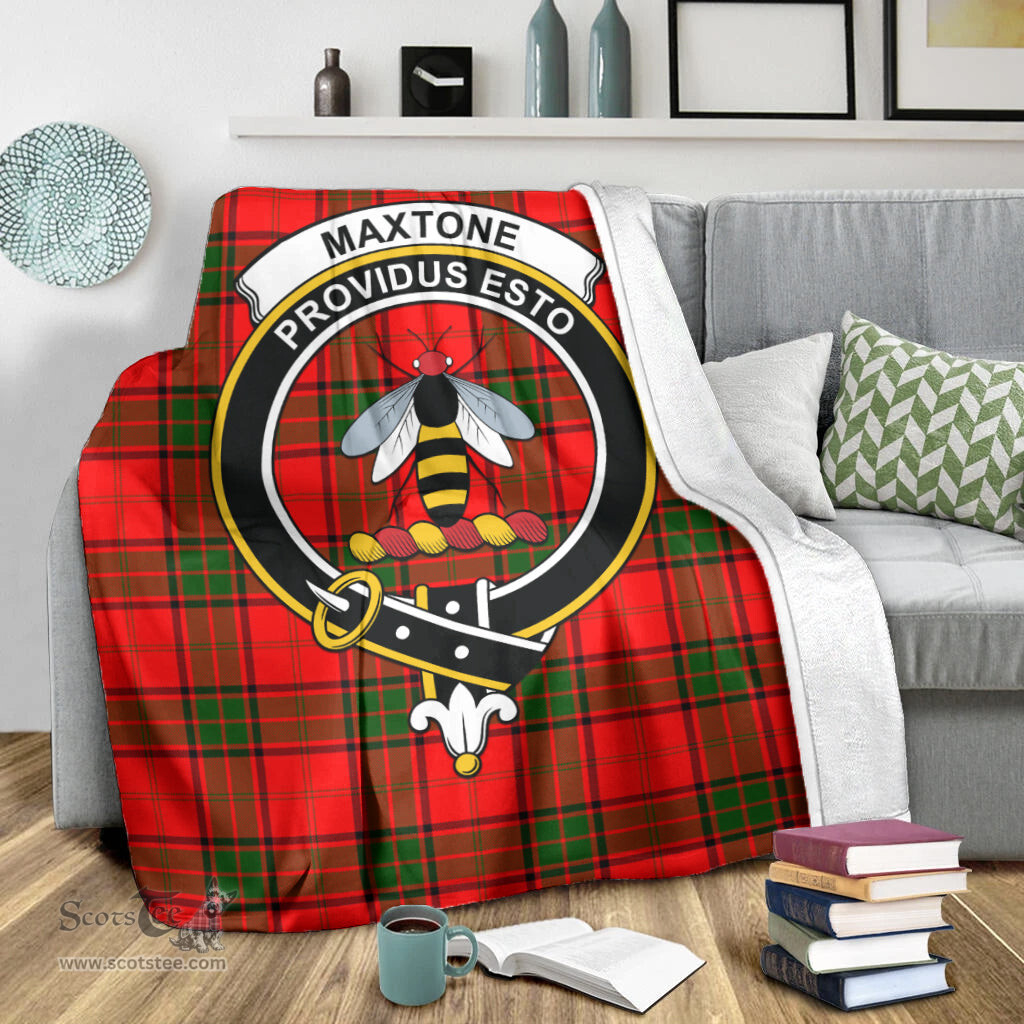 Scottish Maxtone Clan Tartan Blanket with Family Crest Tartan Plaid Sherpa Blanket Scottish Plaid Tartan Plaid - ScotsTee - scotstee.com