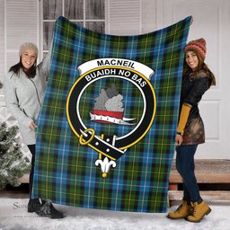 Scottish MacNeil of Barra Clan Tartan Blanket with Family Crest Tartan Plaid Sherpa Blanket Scottish Plaid Tartan Plaid - ScotsTee - scotstee.com