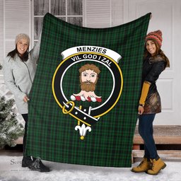 Scottish Menzies Green Clan Tartan Blanket with Family Crest Tartan Plaid Sherpa Blanket Scottish Plaid Tartan Plaid - ScotsTee - scotstee.com