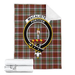 Scottish MacAlister Dress Clan Tartan Blanket with Family Crest Tartan Plaid Sherpa Blanket Scottish Plaid Tartan Plaid - ScotsTee - scotstee.com