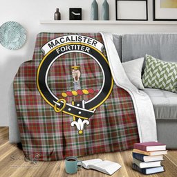 Scottish MacAlister Dress Clan Tartan Blanket with Family Crest Tartan Plaid Sherpa Blanket Scottish Plaid Tartan Plaid - ScotsTee - scotstee.com
