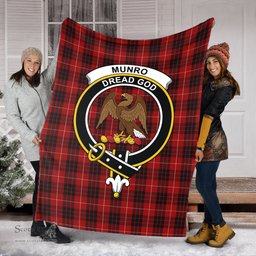 Scottish Munro Black and Red Clan Tartan Blanket with Family Crest Tartan Plaid Sherpa Blanket Scottish Plaid Tartan Plaid - ScotsTee - scotstee.com