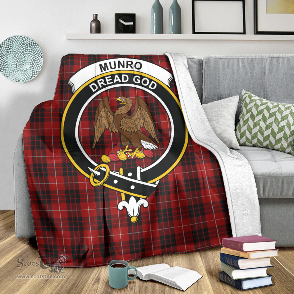 Scottish Munro Black and Red Clan Tartan Blanket with Family Crest Tartan Plaid Sherpa Blanket Scottish Plaid Tartan Plaid - ScotsTee - scotstee.com