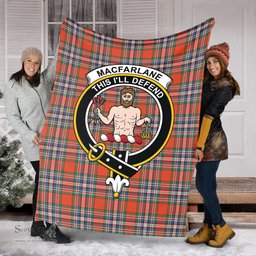 Scottish MacFarlane Ancient Clan Tartan Blanket with Family Crest Tartan Plaid Sherpa Blanket Scottish Plaid Tartan Plaid - ScotsTee - scotstee.com