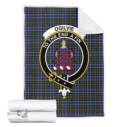 Scottish Ogilvie (Ogilvy) Hunting Modern Clan Tartan Blanket with Family Crest Tartan Plaid Sherpa Blanket Scottish Plaid Tartan Plaid - ScotsTee - scotstee.com