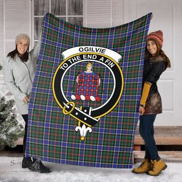 Scottish Ogilvie (Ogilvy) Hunting Modern Clan Tartan Blanket with Family Crest Tartan Plaid Sherpa Blanket Scottish Plaid Tartan Plaid - ScotsTee - scotstee.com