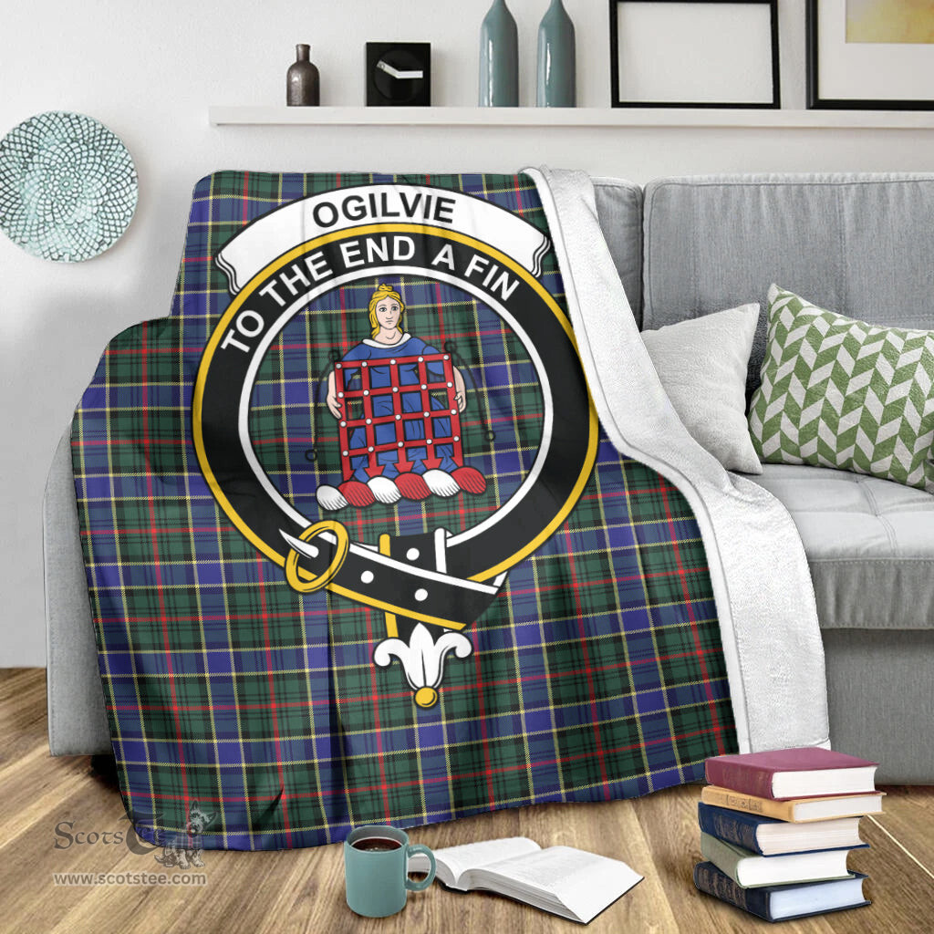 Scottish Ogilvie (Ogilvy) Hunting Modern Clan Tartan Blanket with Family Crest Tartan Plaid Sherpa Blanket Scottish Plaid Tartan Plaid - ScotsTee - scotstee.com
