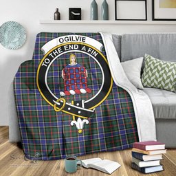 Scottish Ogilvie (Ogilvy) Hunting Modern Clan Tartan Blanket with Family Crest Tartan Plaid Sherpa Blanket Scottish Plaid Tartan Plaid - ScotsTee - scotstee.com