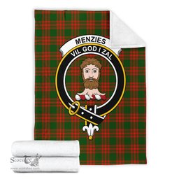 Scottish Menzies Green Modern Clan Tartan Blanket with Family Crest Tartan Plaid Sherpa Blanket Scottish Plaid Tartan Plaid - ScotsTee - scotstee.com