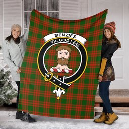 Scottish Menzies Green Modern Clan Tartan Blanket with Family Crest Tartan Plaid Sherpa Blanket Scottish Plaid Tartan Plaid - ScotsTee - scotstee.com