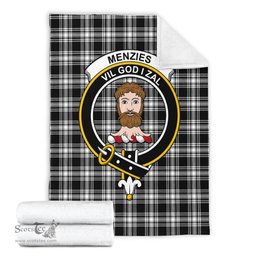 Scottish Menzies Black and White Clan Tartan Blanket with Family Crest Tartan Plaid Sherpa Blanket Scottish Plaid Tartan Plaid - ScotsTee - scotstee.com