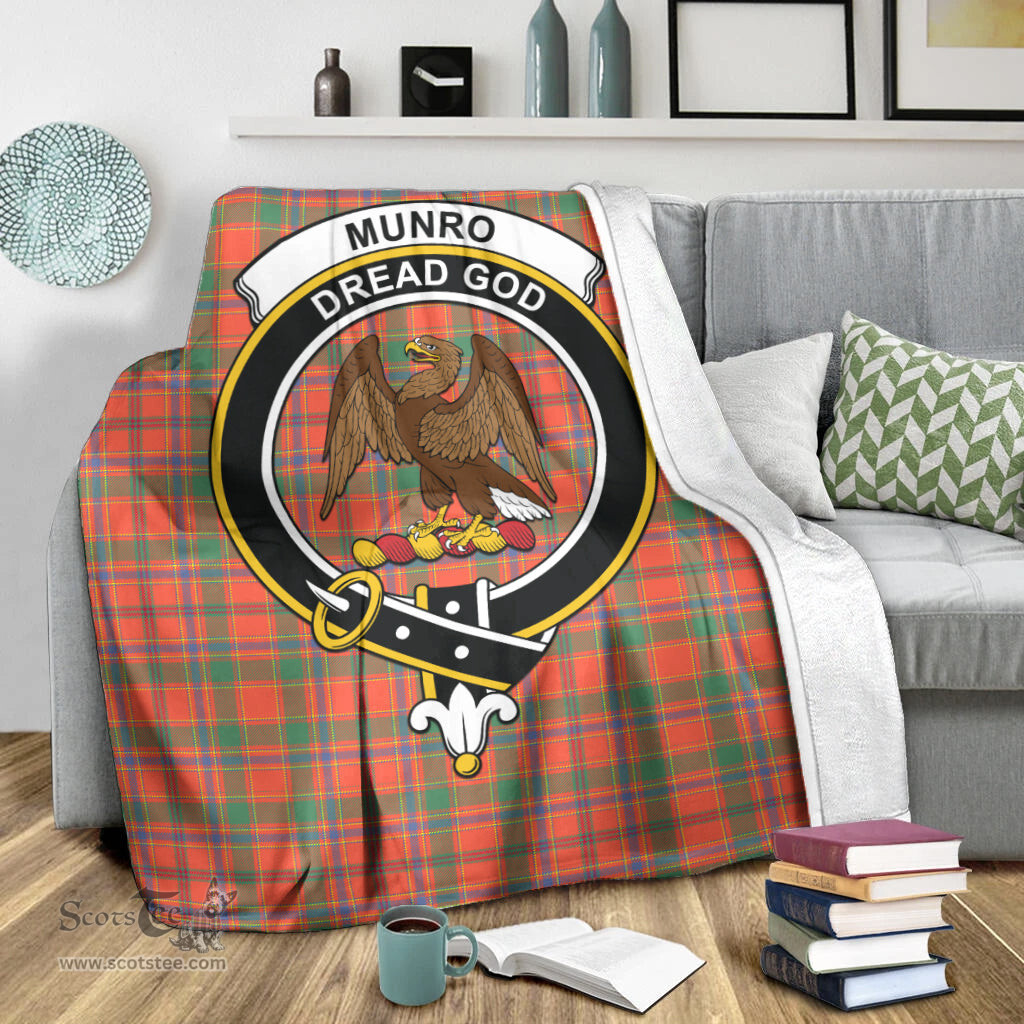 Scottish Munro Ancient Clan Tartan Blanket with Family Crest Tartan Plaid Sherpa Blanket Scottish Plaid Tartan Plaid - ScotsTee - scotstee.com