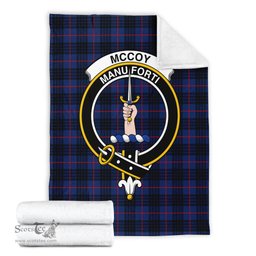 Scottish McCoy Blue Clan Tartan Blanket with Family Crest Tartan Plaid Sherpa Blanket Scottish Plaid Tartan Plaid - ScotsTee - scotstee.com