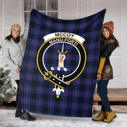 Scottish McCoy Blue Clan Tartan Blanket with Family Crest Tartan Plaid Sherpa Blanket Scottish Plaid Tartan Plaid - ScotsTee - scotstee.com