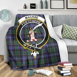 Scottish MacRae Hunting Modern Clan Tartan Blanket with Family Crest Tartan Plaid Sherpa Blanket Scottish Plaid Tartan Plaid - ScotsTee - scotstee.com