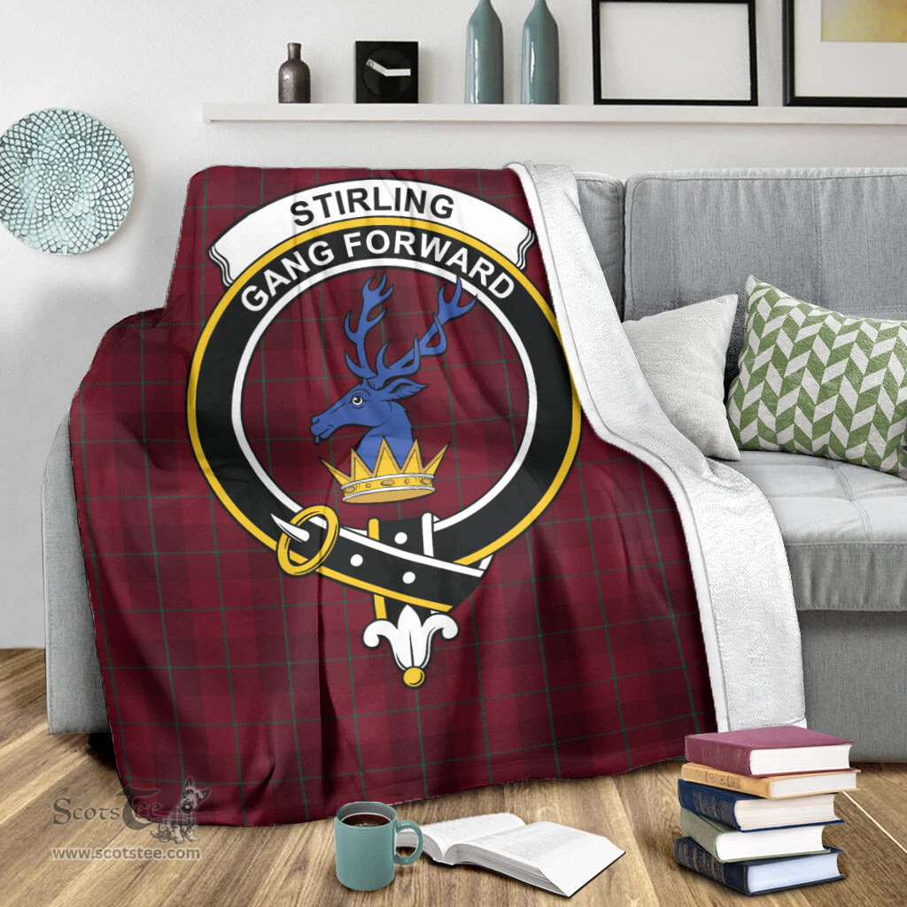 Scottish Stirling of Keir Clan Tartan Blanket with Family Crest Tartan Plaid Sherpa Blanket Scottish Plaid Tartan Plaid - ScotsTee - scotstee.com