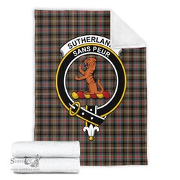 Scottish Sutherland Weathered Clan Tartan Blanket with Family Crest Tartan Plaid Sherpa Blanket Scottish Plaid Tartan Plaid - ScotsTee - scotstee.com