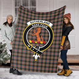 Scottish Sutherland Weathered Clan Tartan Blanket with Family Crest Tartan Plaid Sherpa Blanket Scottish Plaid Tartan Plaid - ScotsTee - scotstee.com
