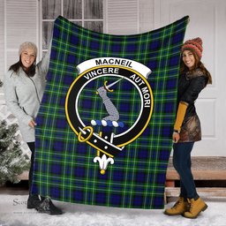 Scottish MacNeil of Colonsay Modern Clan Tartan Blanket with Family Crest Tartan Plaid Sherpa Blanket Scottish Plaid Tartan Plaid - ScotsTee - scotstee.com