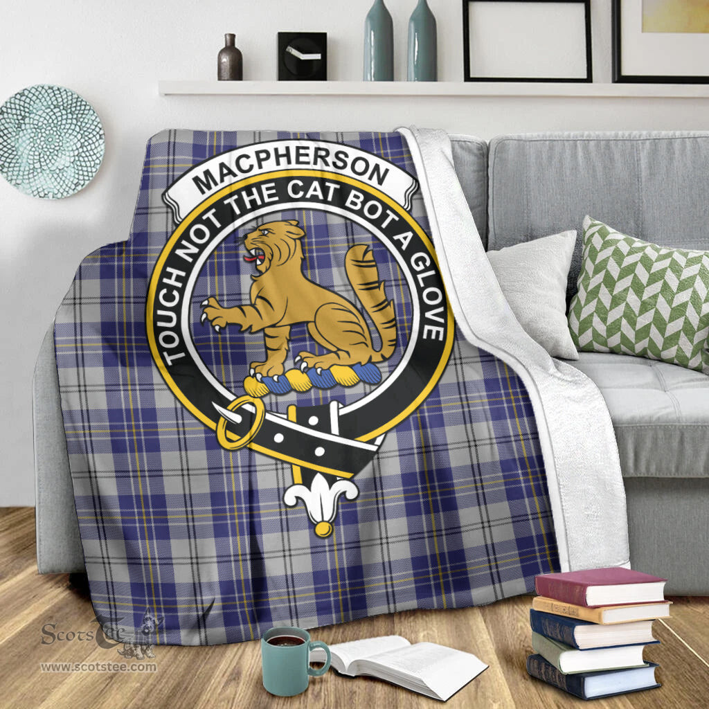 Scottish MacPherson Dress Blue Clan Tartan Blanket with Family Crest Tartan Plaid Sherpa Blanket Scottish Plaid Tartan Plaid - ScotsTee - scotstee.com