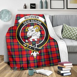 Scottish Ruthven Modern Clan Tartan Blanket with Family Crest Tartan Plaid Sherpa Blanket Scottish Plaid Tartan Plaid - ScotsTee - scotstee.com