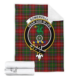 Scottish Somerville Clan Tartan Blanket with Family Crest Tartan Plaid Sherpa Blanket Scottish Plaid Tartan Plaid - ScotsTee - scotstee.com