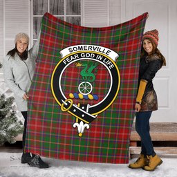 Scottish Somerville Clan Tartan Blanket with Family Crest Tartan Plaid Sherpa Blanket Scottish Plaid Tartan Plaid - ScotsTee - scotstee.com