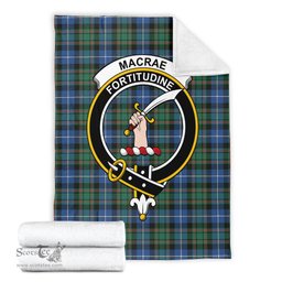 Scottish MacRae Hunting Ancient Clan Tartan Blanket with Family Crest Tartan Plaid Sherpa Blanket Scottish Plaid Tartan Plaid - ScotsTee - scotstee.com