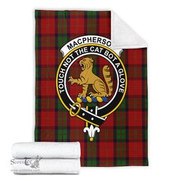 Scottish MacPherson of Cluny Clan Tartan Blanket with Family Crest Tartan Plaid Sherpa Blanket Scottish Plaid Tartan Plaid - ScotsTee - scotstee.com