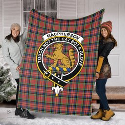 Scottish MacPherson Ancient Clan Tartan Blanket with Family Crest Tartan Plaid Sherpa Blanket Scottish Plaid Tartan Plaid - ScotsTee - scotstee.com