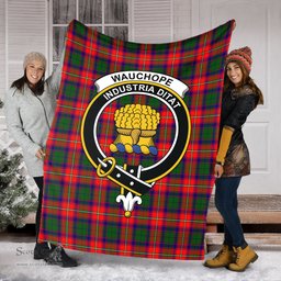 Scottish Wauchope Clan Tartan Blanket with Family Crest Tartan Plaid Sherpa Blanket Scottish Plaid Tartan Plaid - ScotsTee - scotstee.com