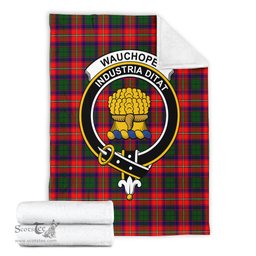 Scottish Wauchope Clan Tartan Blanket with Family Crest Tartan Plaid Sherpa Blanket Scottish Plaid Tartan Plaid - ScotsTee - scotstee.com