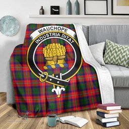 Scottish Wauchope Clan Tartan Blanket with Family Crest Tartan Plaid Sherpa Blanket Scottish Plaid Tartan Plaid - ScotsTee - scotstee.com