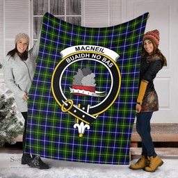Scottish MacNeil of Barra Modern Clan Tartan Blanket with Family Crest Tartan Plaid Sherpa Blanket Scottish Plaid Tartan Plaid - ScotsTee - scotstee.com