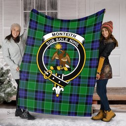 Scottish Monteith Clan Tartan Blanket with Family Crest Tartan Plaid Sherpa Blanket Scottish Plaid Tartan Plaid - ScotsTee - scotstee.com