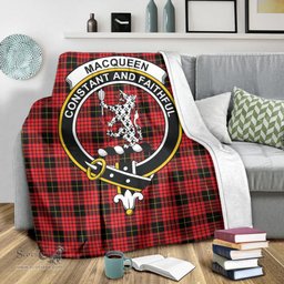 Scottish MacQueen Modern Clan Tartan Blanket with Family Crest Tartan Plaid Sherpa Blanket Scottish Plaid Tartan Plaid - ScotsTee - scotstee.com